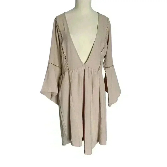 B Brand Chic Taupe Bell Sleeve Dress - Picture 2 of 6